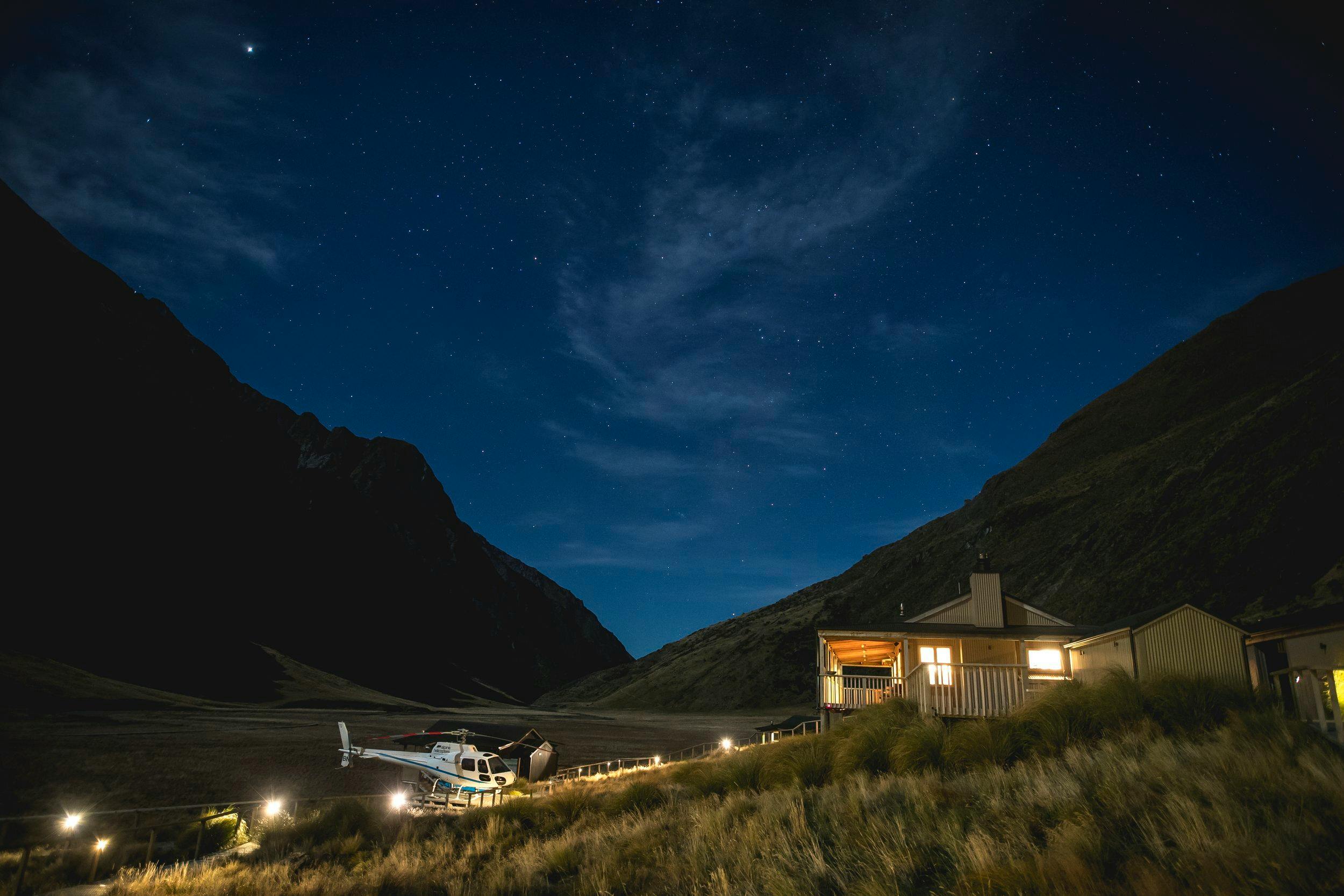 Minaret Station Luxury Lodge New Zealand Landscape Night